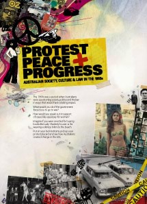 Image of artwork for exhibition called Protest, Peace and Progress: Australian Society, Culture and Law in the 1960s