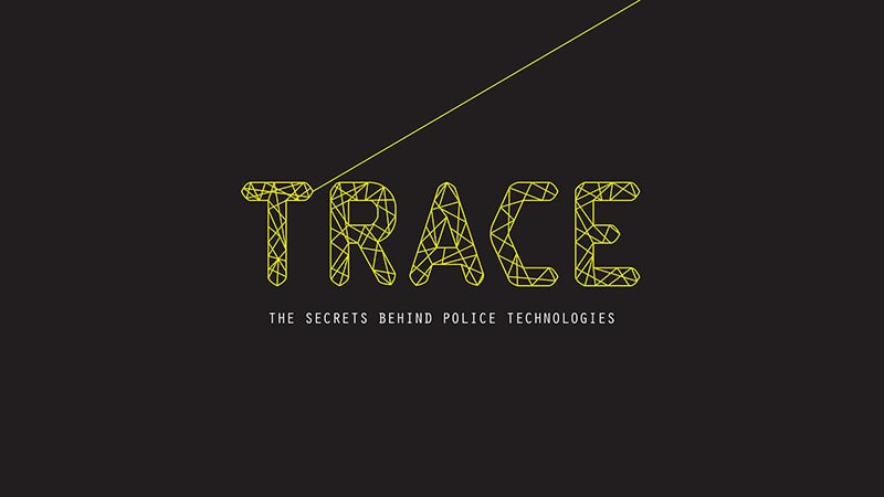 Image of promotional artwork for exhibition called Secrets behind police technologies