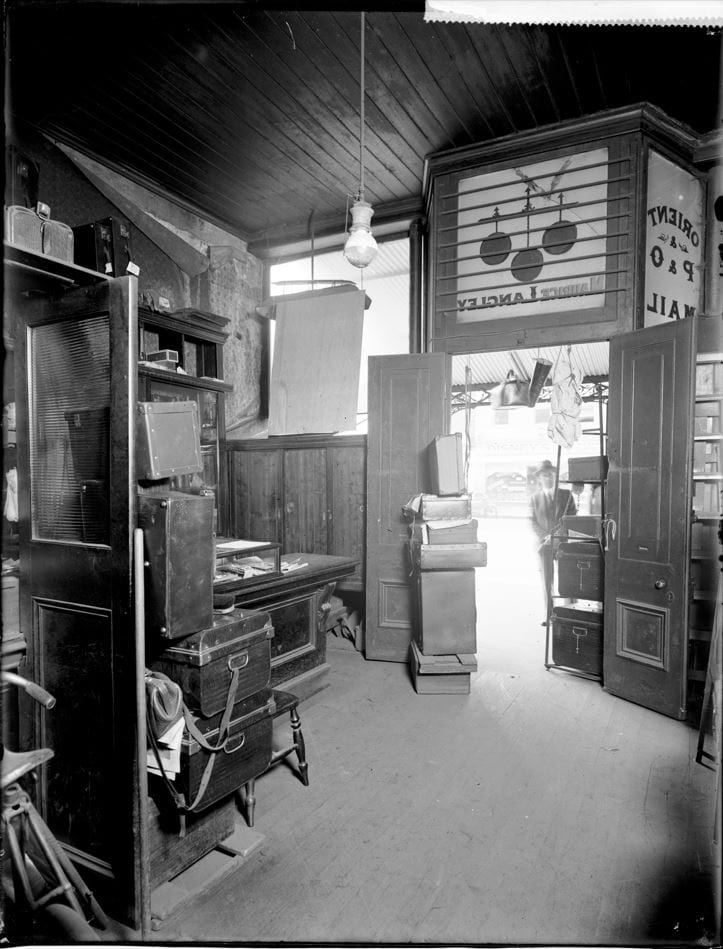 Photograph of a crime scene at a 1920s pawn shop